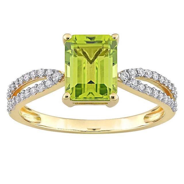 Stella Grace 14k Gold Peridot & 1/5 Carat T.W. Diamond Crossover Engagement Ring, Womens Product Image