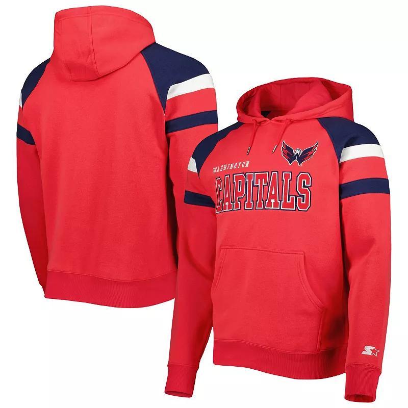 Mens Starter /Navy Washington Capitals Draft Fleece Raglan Pullover Hoodie Product Image