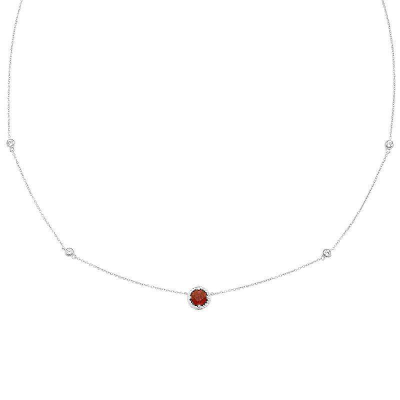 Boston Bay Diamonds Sterling Silver Garnet & Lab-Grown White Sapphire Necklace, Womens Red Product Image