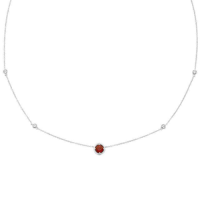 Boston Bay Diamonds Sterling Silver Garnet & Lab-Grown White Sapphire Necklace, Womens Red Product Image