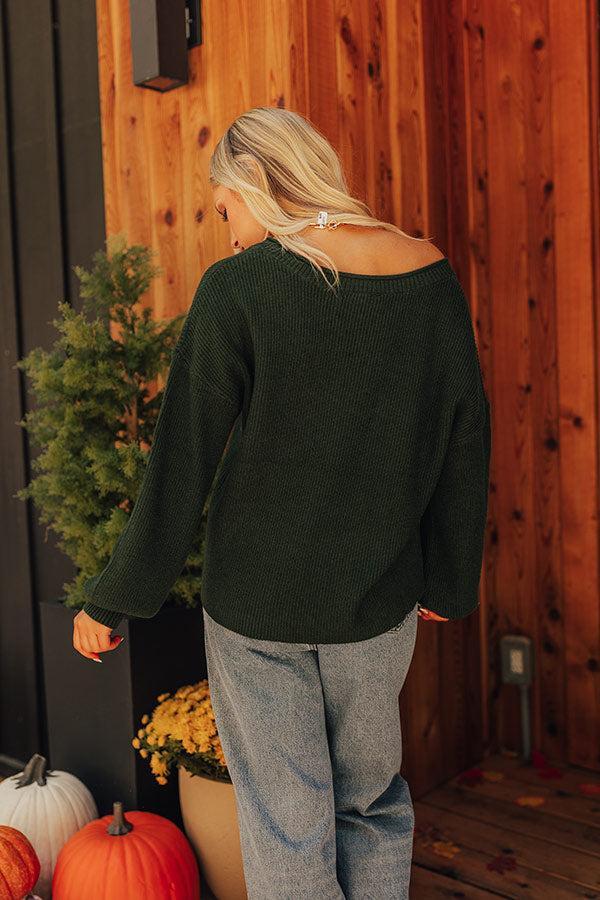 Cappuccinos On Repeat Sweater Top in Hunter Green Product Image