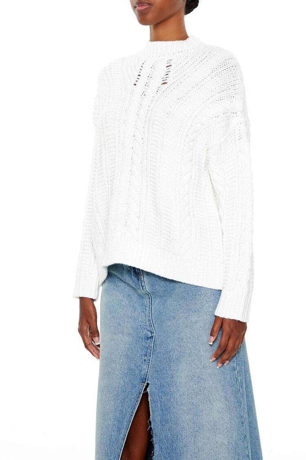 Lace-Back Cable Knit Sweater | Forever 21 Product Image