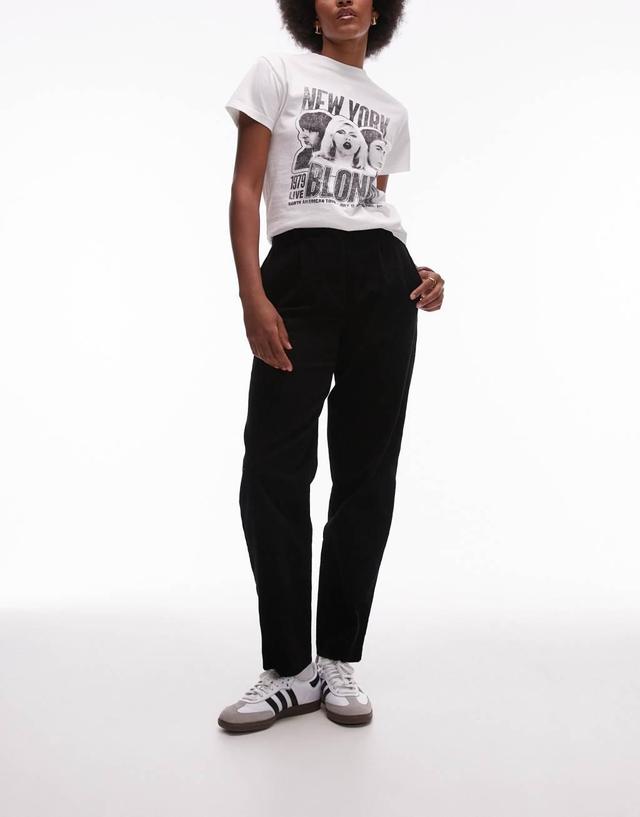 Topshop Tall cord peg pants in black Product Image