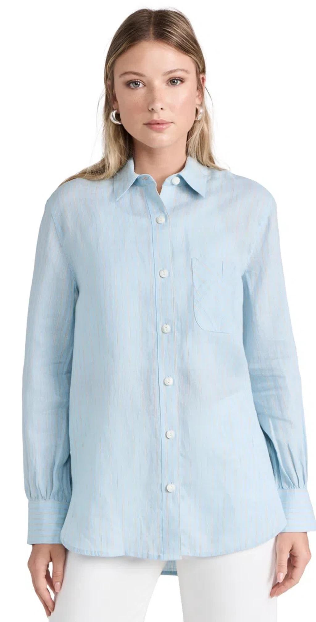 Maxine Stripe Linen Shirt Blue Strip product image