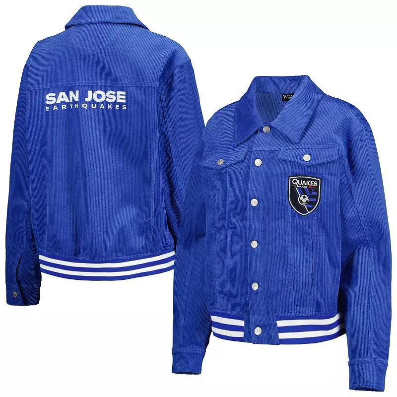 Womens The Wild Collective Blue San Jose Earthquakes CorduroyButton-Up Jacket Product Image