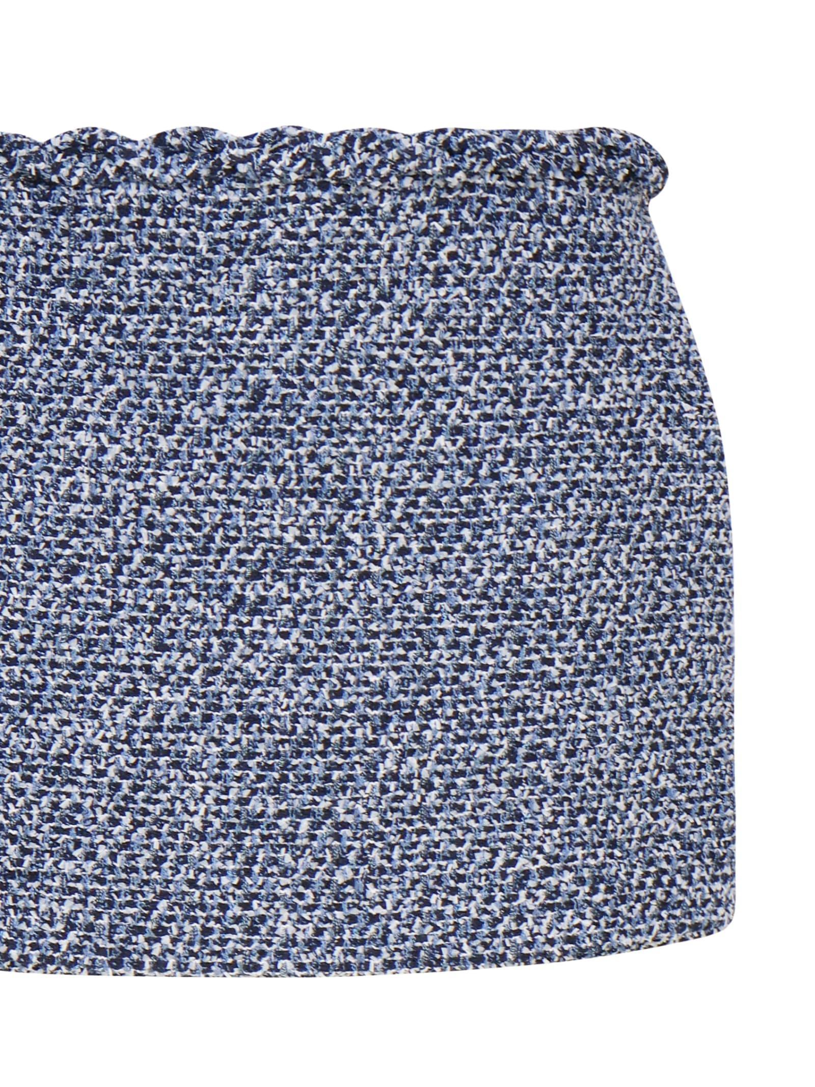 Mini Skirt With Waved Top Hem In Blue product image