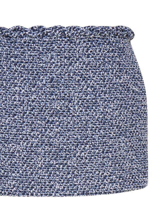 Mini Skirt With Waved Top Hem In Blue Product Image