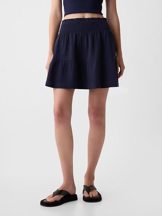 Crinkle Gauze Tiered Mini Skirt Product Image