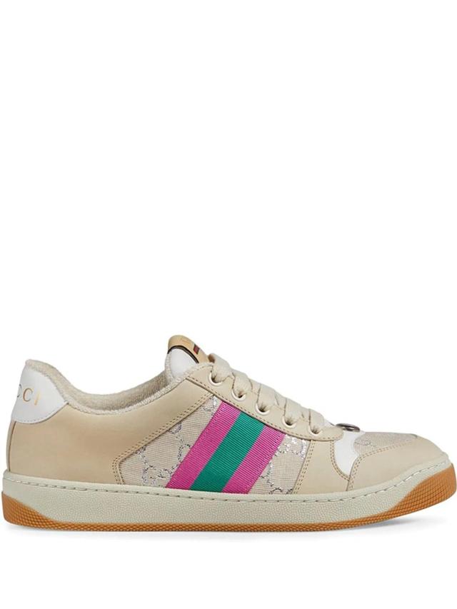 Screener Suede And Canvas-trimmed Printed Leather Sneakers In Multicolor Product Image