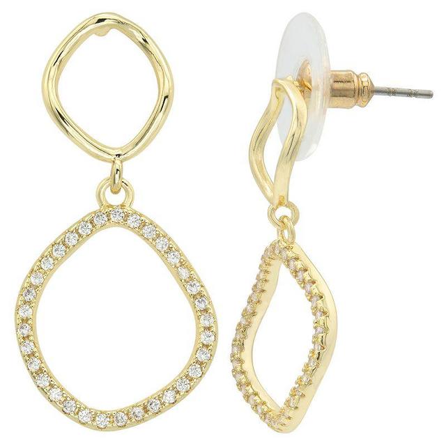 Brilliance Gold Tone Crystal Double Drop Earrings, Womens, Gold Tone Clear Product Image