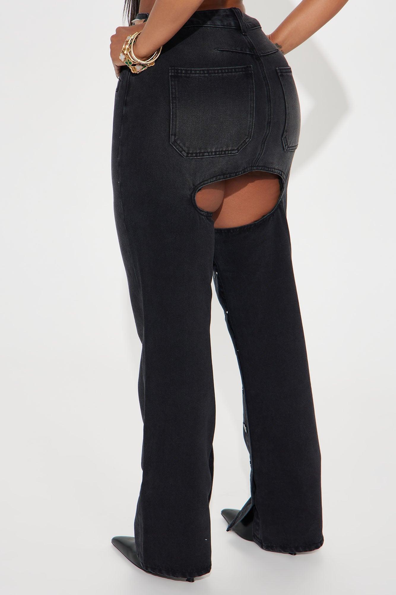 Brandi Button Up Straight Leg Jeans - Black Wash Product Image