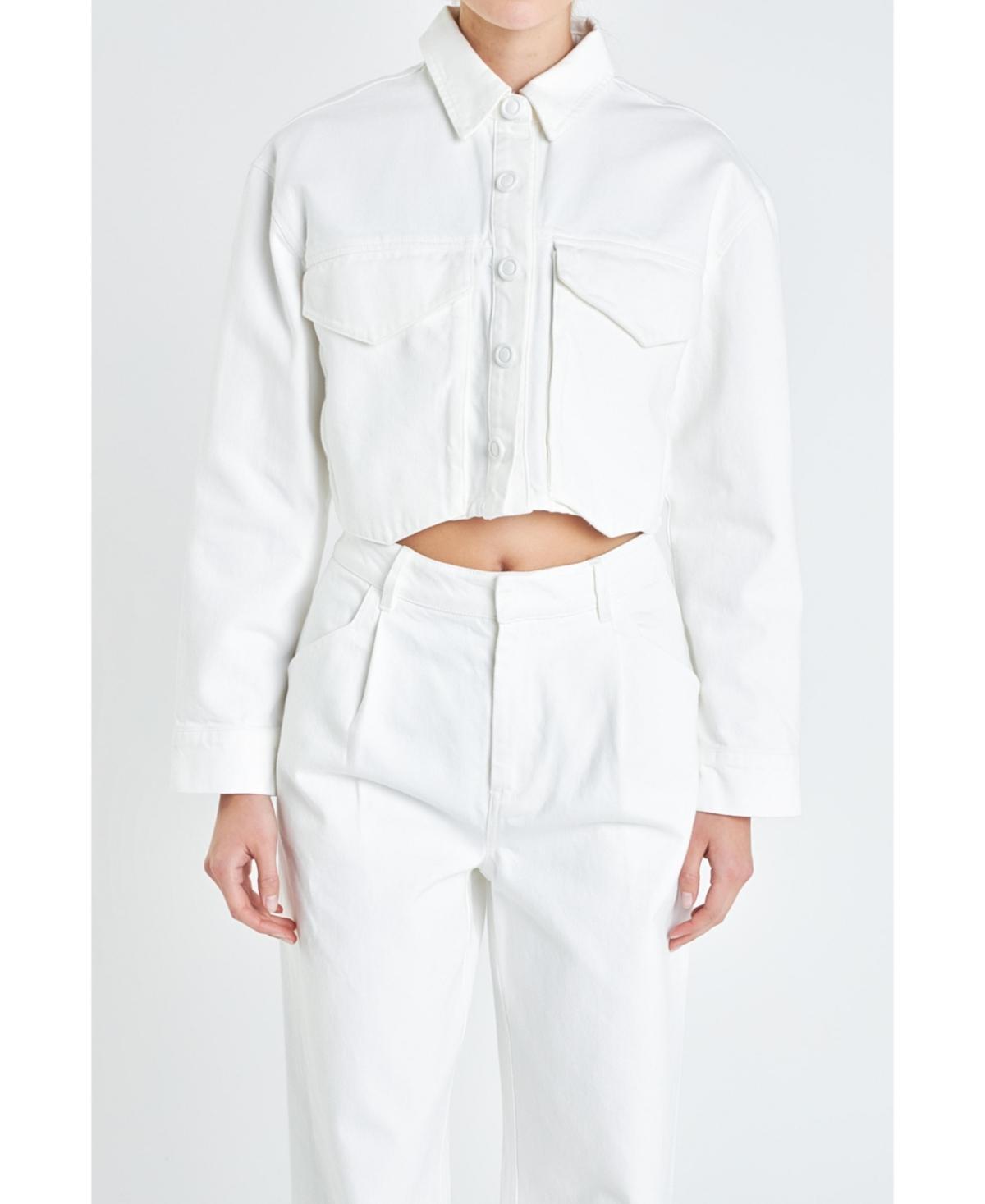 Grey Lab Womens Over Pocket Cropped Jacket Product Image