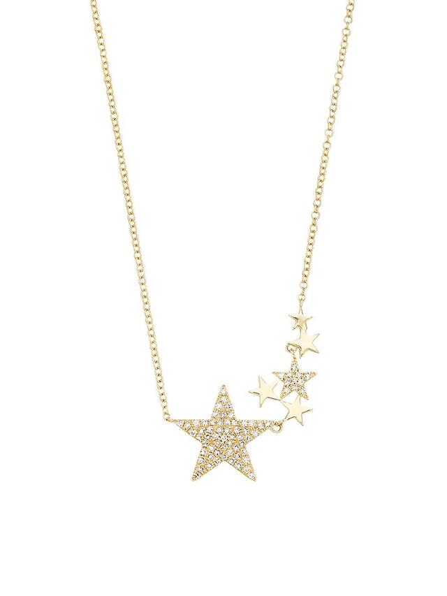 Womens 14K Yellow Gold & 0.18 TCW Diamond Star Pendant Necklace Product Image