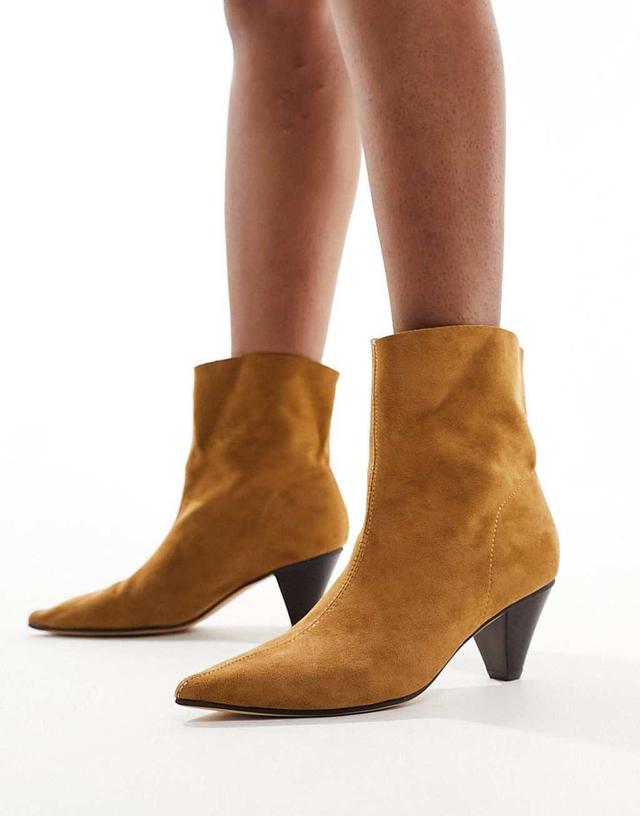 Truffle Collection cone heel ankle boots in sand Product Image