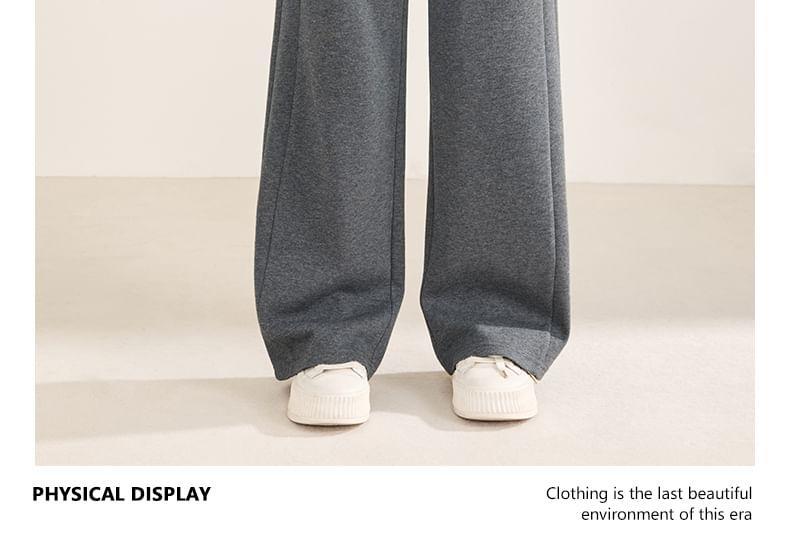 High Waist Plain Wide Leg Sweatpants Product Image