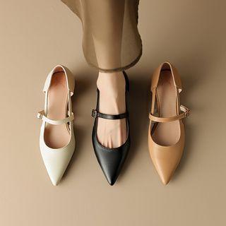 Pointed Toe Cutout Mary Jane Shoes Product Image