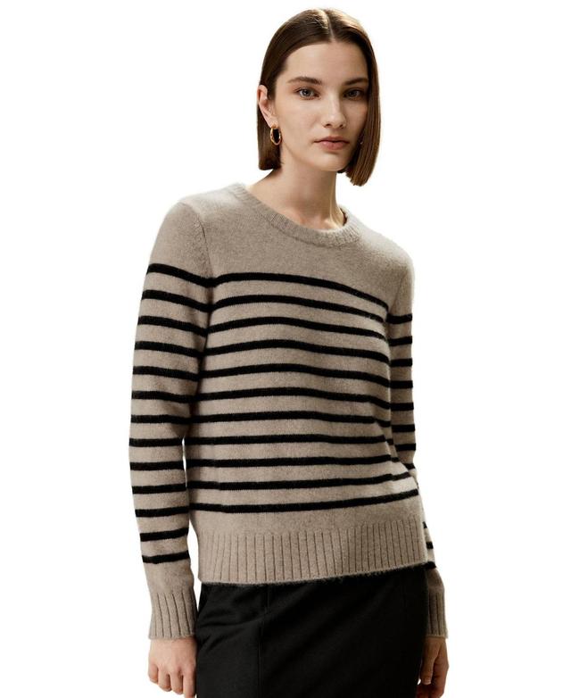 Lilysilk Womens Striped Round Collar Cashmere Sweater for Women Product Image