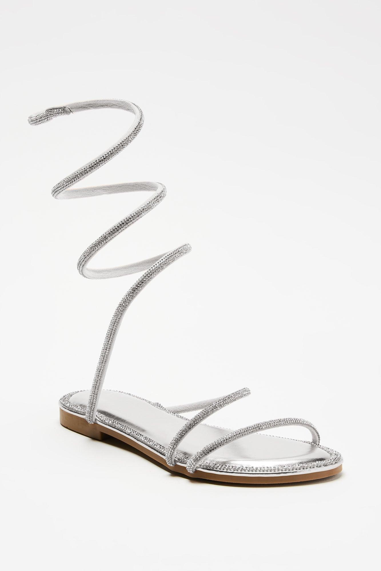 Brienne Wrap Up Sandals - Silver Product Image