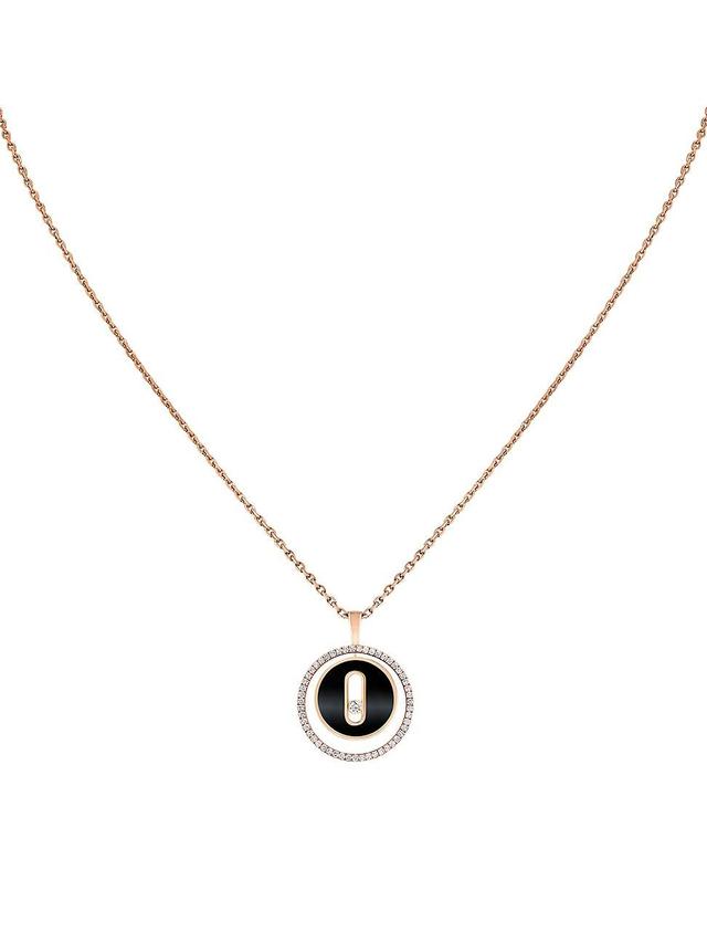 Womens Lucky Move 18K Rose Gold, Diamond, & Onyx Pendant Necklace Product Image