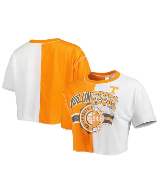 Womens ZooZatz Orange/White Tennessee Volunteers Colorblock Cropped T-Shirt Product Image