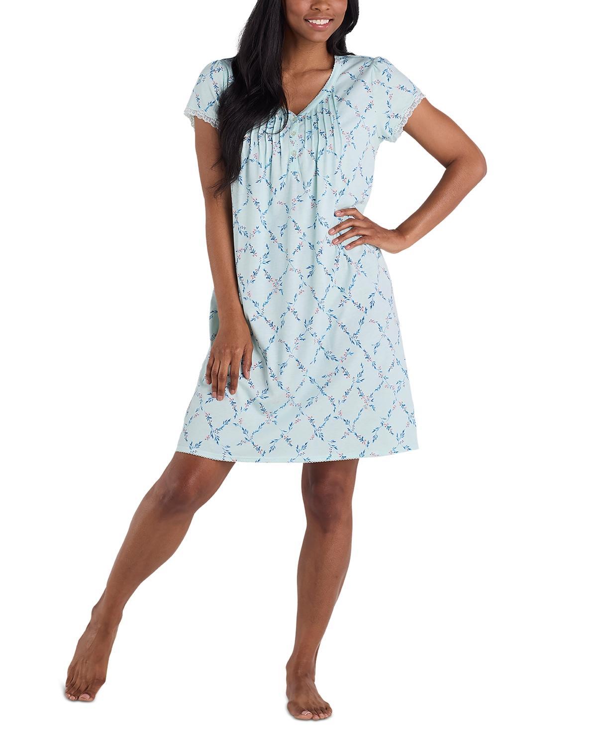 Miss Elaine Womens Floral Lace-Trim Nightgown Product Image