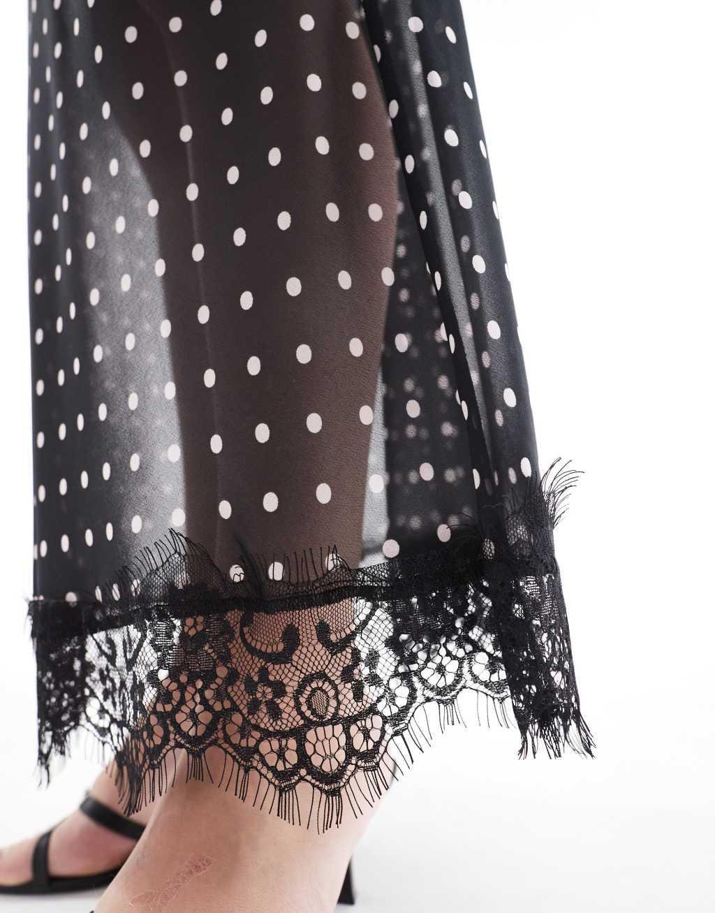 ASOS DESIGN sheer chiffon maxi skirt in polka dot Product Image