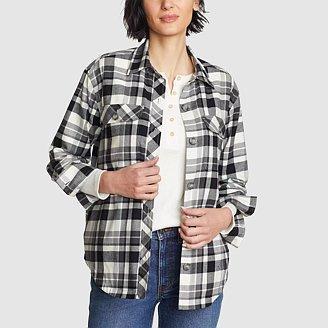 Women's Faux Shearling-Lined Flannel Shirt Jacket Product Image