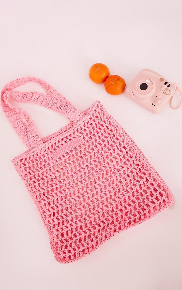 PRETTYLITTLETHING Pink Woven Straw Bag Product Image