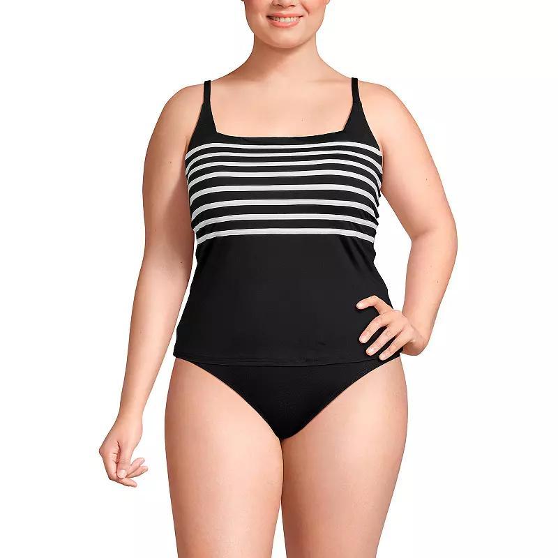 Plus Size Lands End Chlorine Resistant Square Neck Tankini Swimsuit Top, Womens Product Image