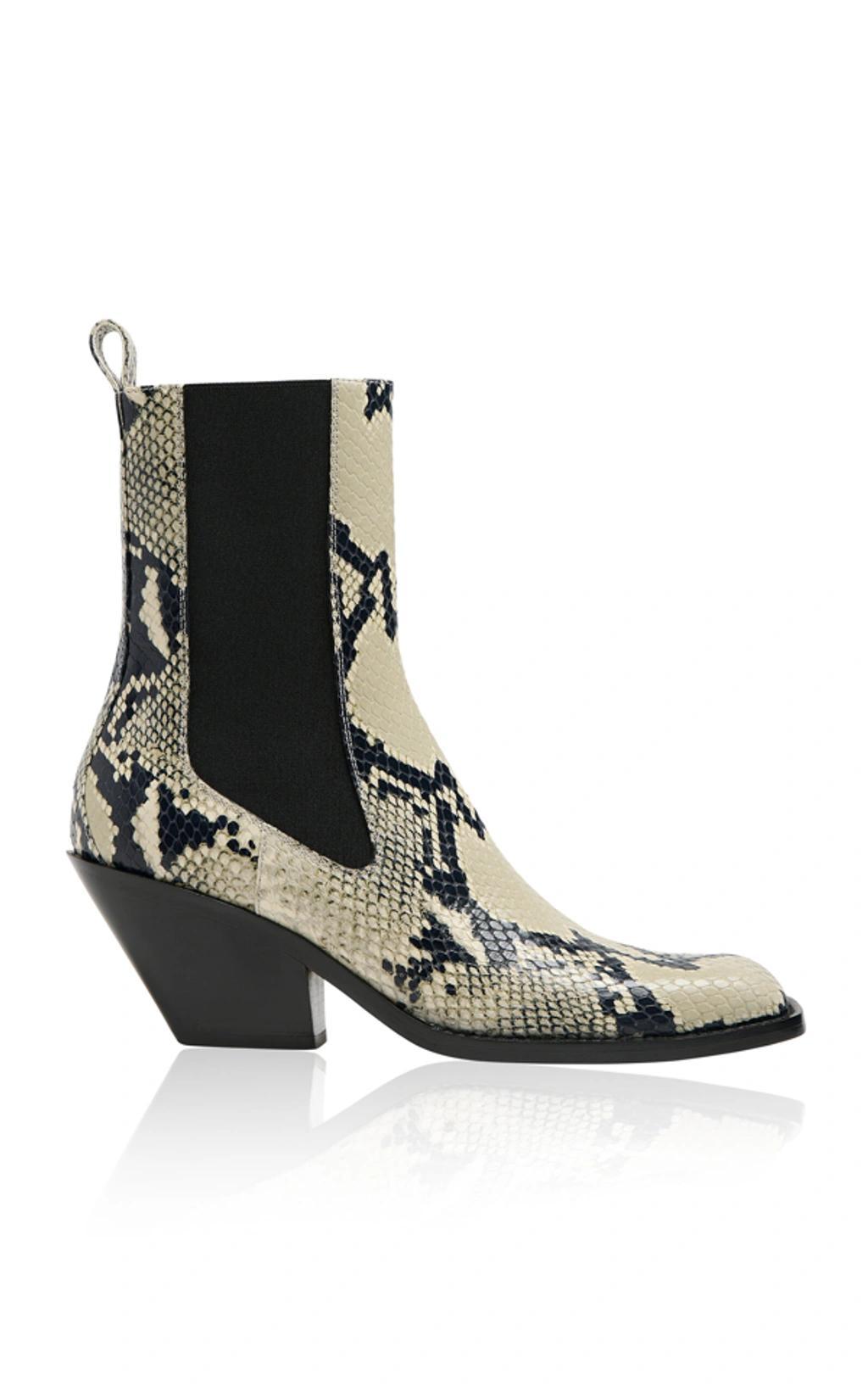 KHAITE Austin Pyhton-effect Leather Ankle Boots In Multi Product Image