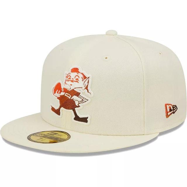 Mens New Era Cream Cleveland Browns Chrome Dim 59FIFTY Fitted Hat Product Image