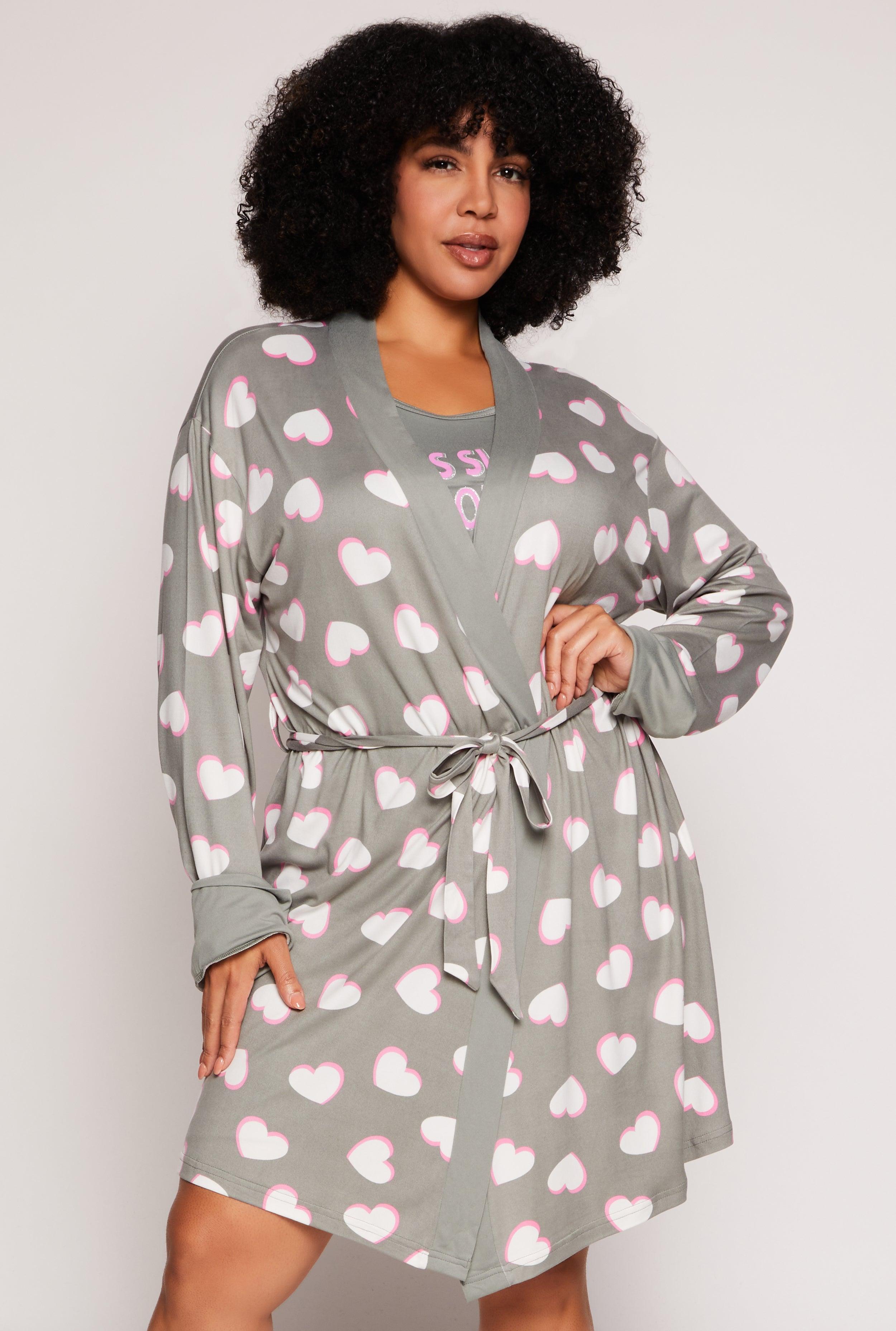 Womens Plus Size Less Sleep Graphic Cami Nightgown with Robe Product Image