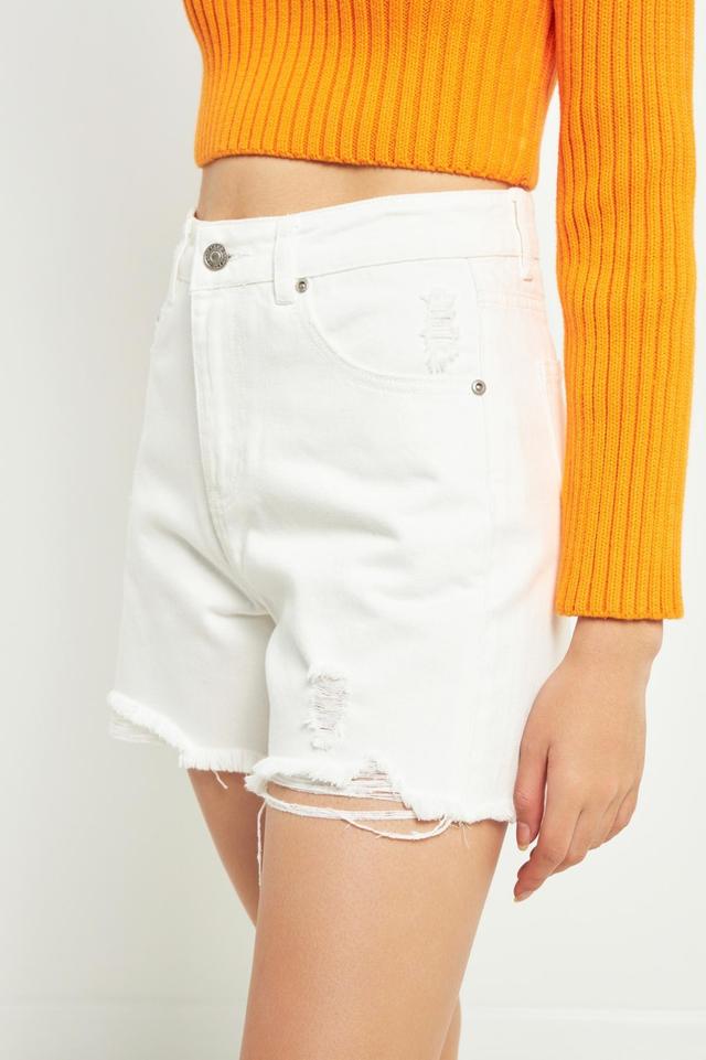 Grey Lab Womens Destroyed Hem Denim Shorts Product Image