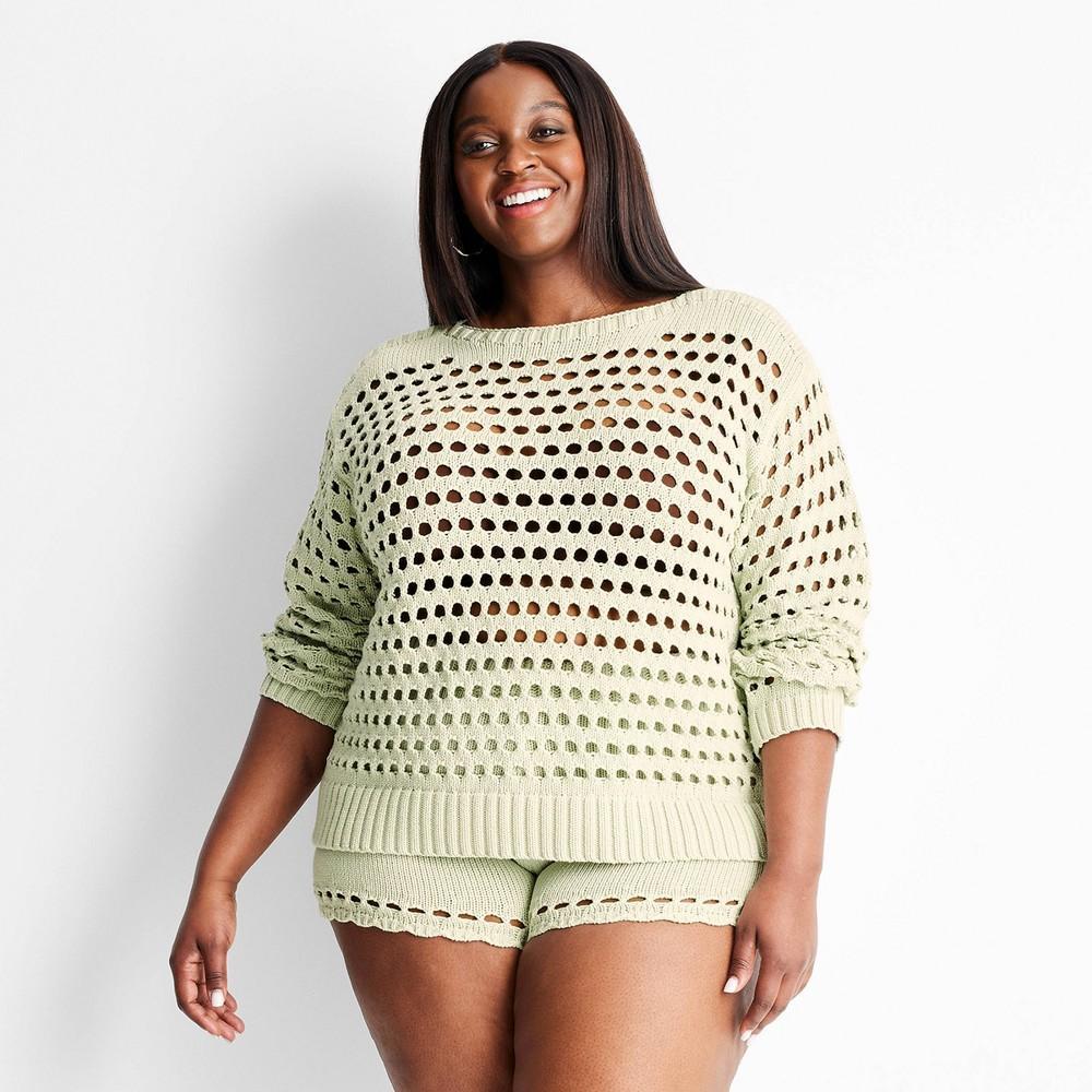 Womens Crewneck Open Stitch Sweater - Future Collective with Jenee Naylor Light Product Image