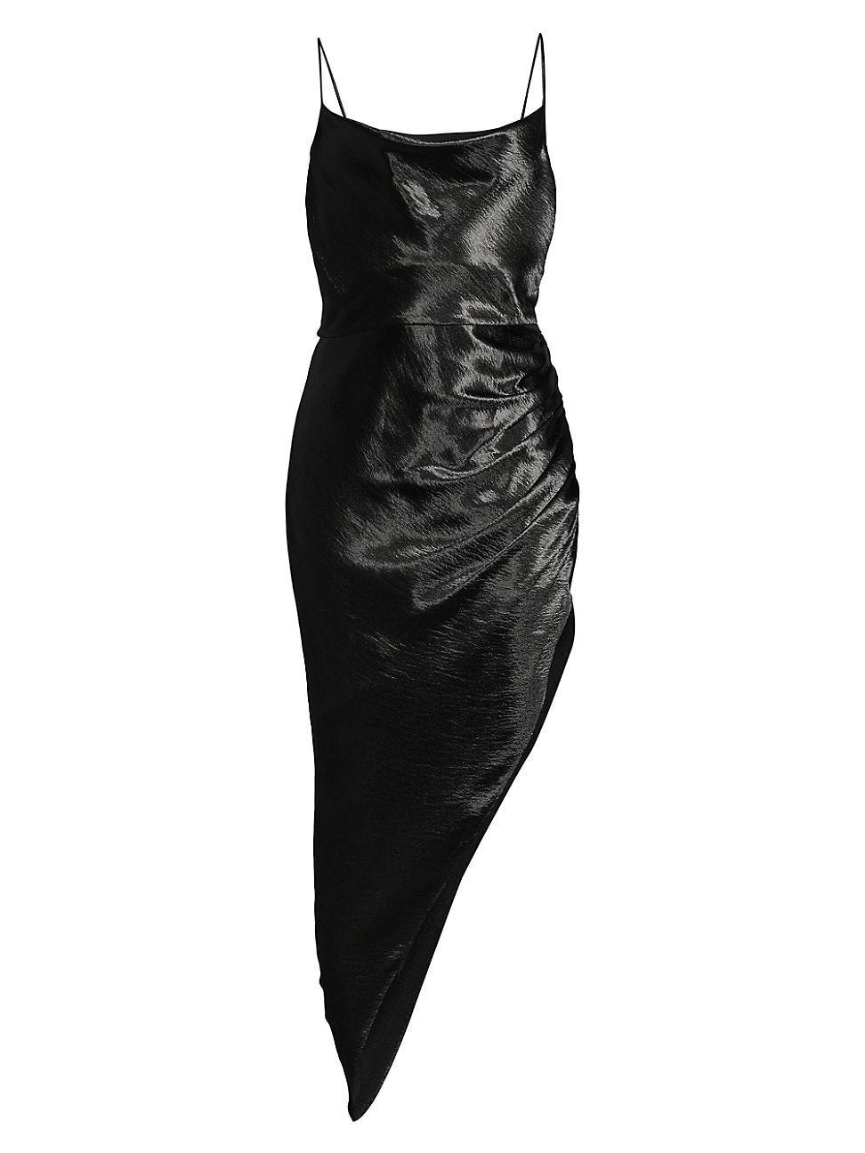 Womens Martha Satin Asymmetric Midi-Dress Product Image