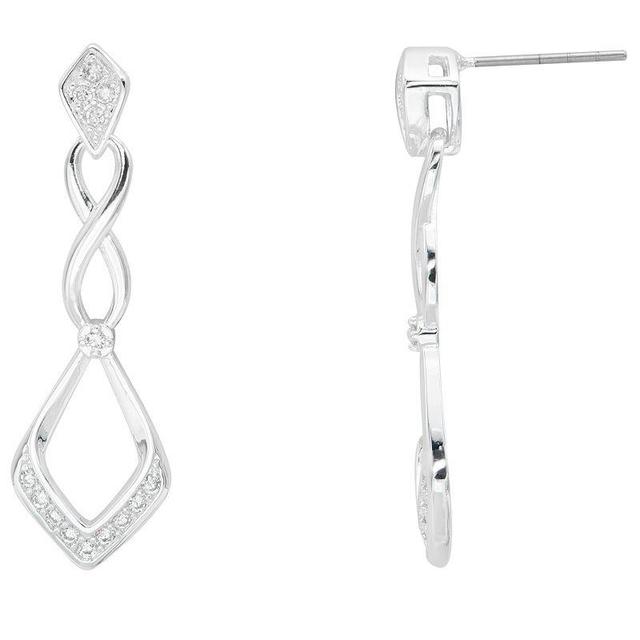 City Luxe Silver Plated Cubic Zirconia Openwork Drop Earrings, Womens, Silver Tone Clear Product Image