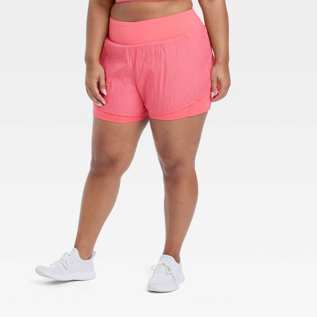 Womens Woven High-Rise 2-in-1 Run Shorts 3 - All In Motion Coral 4X Product Image