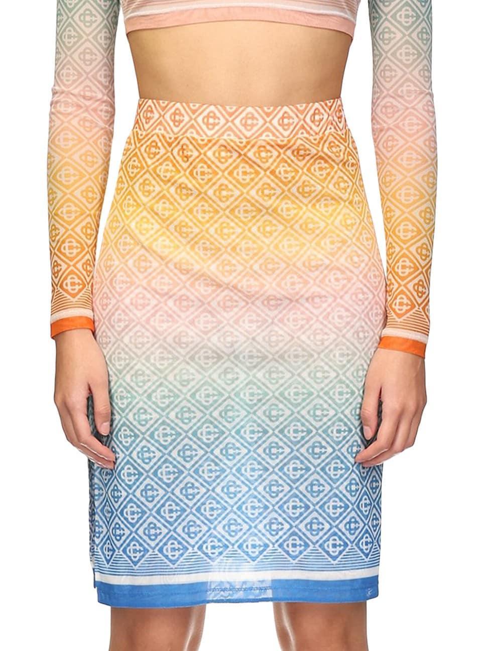 Womens Geometric Print Mesh Midi-Skirt Product Image