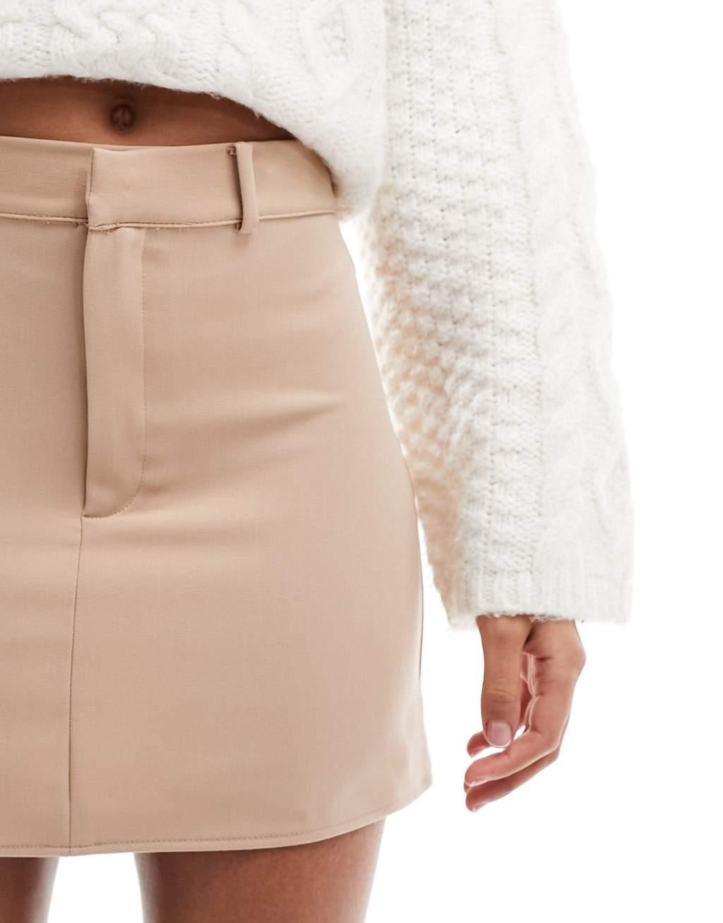 ASOS DESIGN tailored mini skirt in tan Product Image