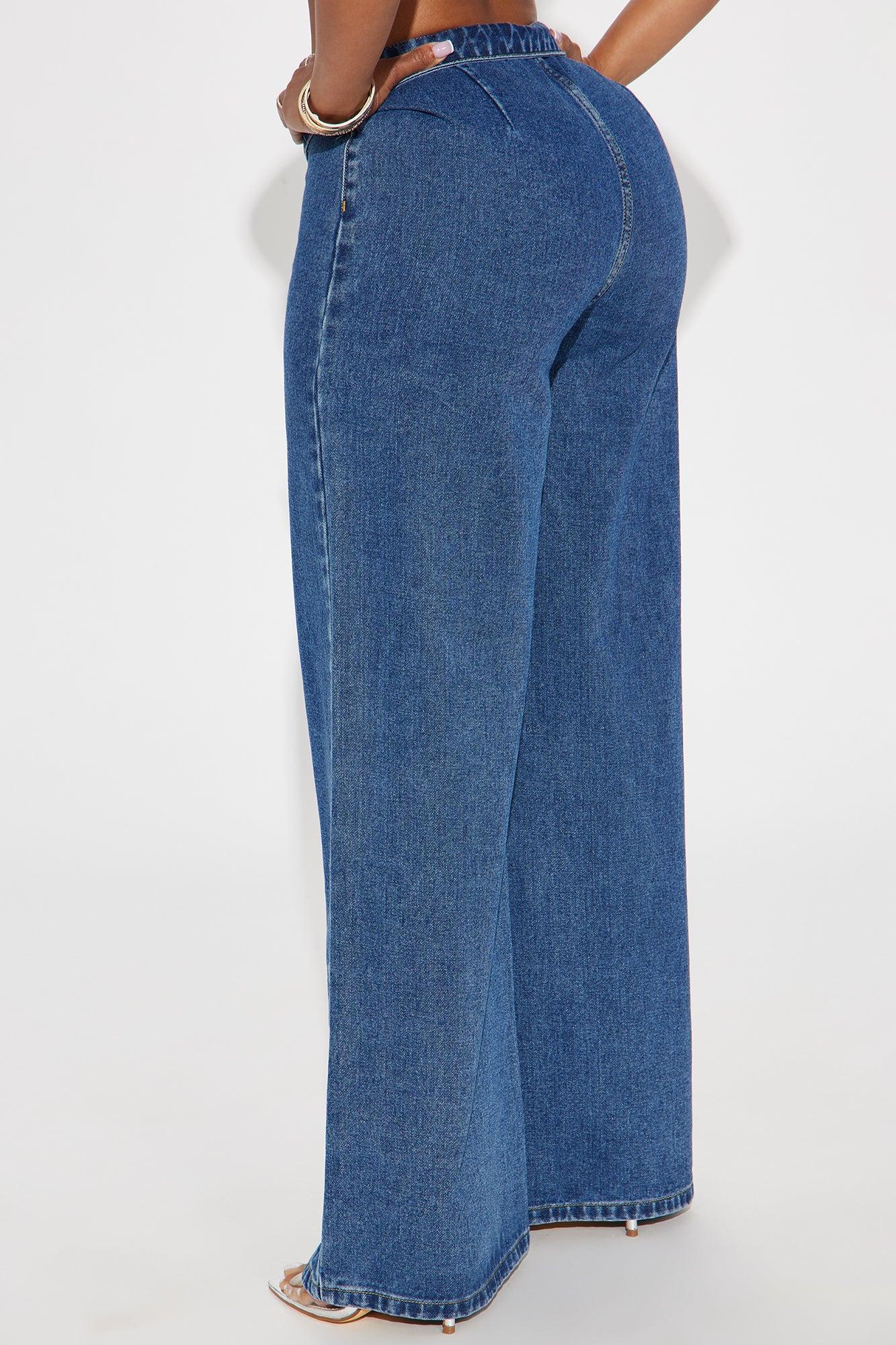 So Inspired Foldover Waistband Trouser Jeans - Medium Wash Product Image