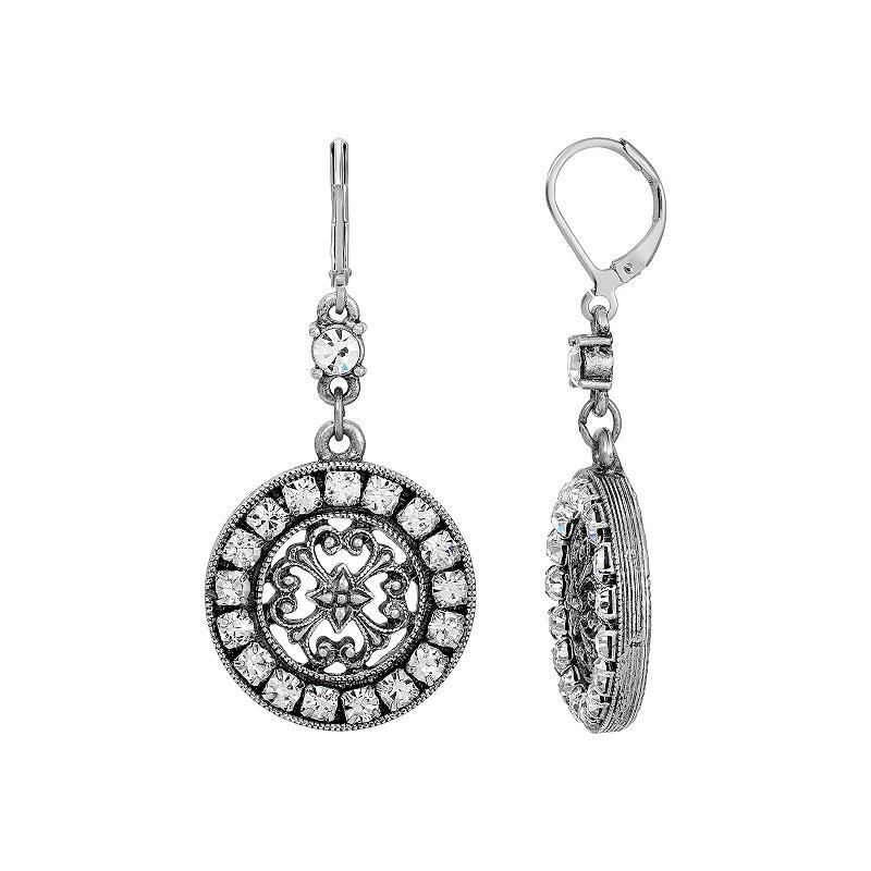 2028 Crystal Round Filigree Drop Earrings Product Image