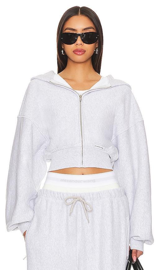 Alexander Wang Cropped Zip Up Hoodie in Light Grey. Size M, S, XS. product image