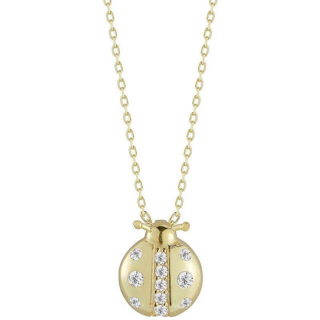 Sunkissed Sterling Cubic Zirconia Ladybug Pendant Necklace, Womens Gold Product Image