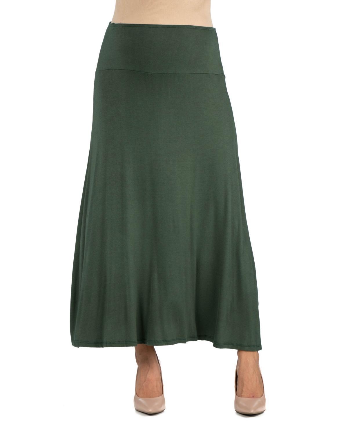 24seven Comfort Apparel Womens Elastic Waist Solid Color Maternity Maxi Skirt Product Image