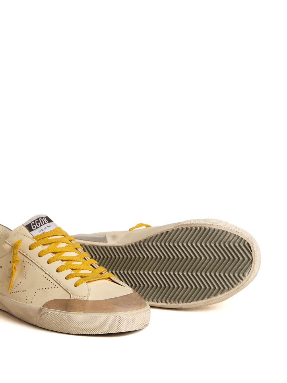 GOLDEN GOOSE Super-star Penstar Perforated Star Leather Sneakers In White Product Image