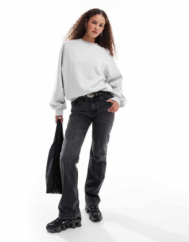 Weekday oversized raglan sweatshirt with volume sleeves in gray melange Product Image