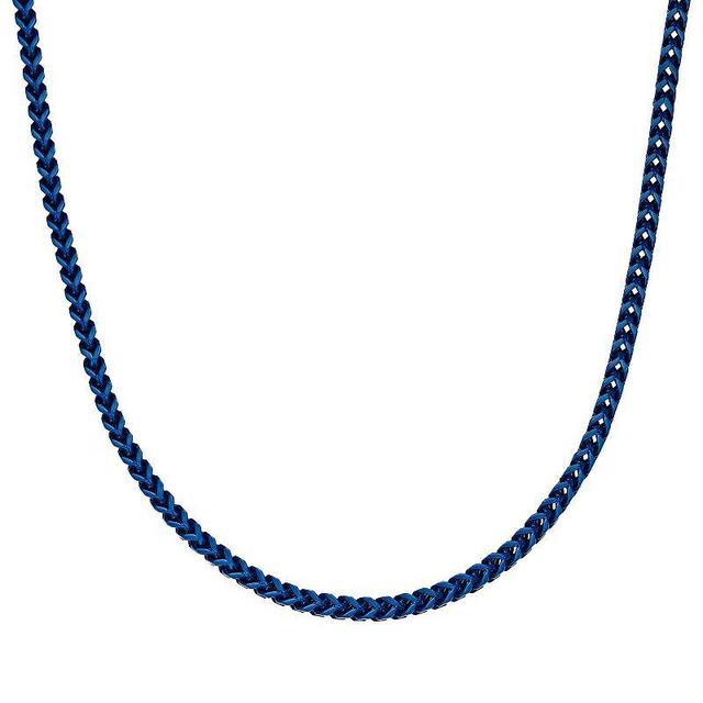 Mens LYNX Blue Acrylic-Coated Stainless Steel Franco Chain Necklace Product Image