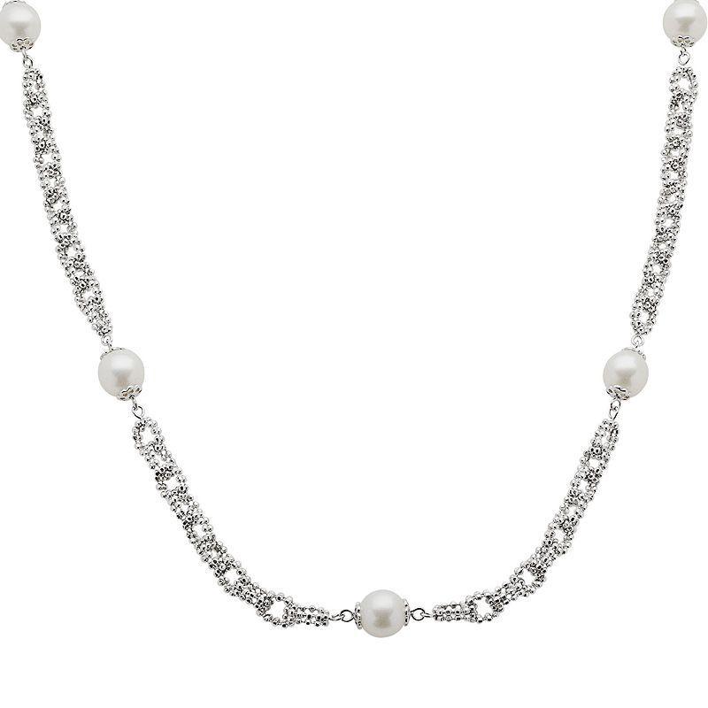 Sterling Silver Freshwater Cultured Pearl Necklace, Womens White Product Image