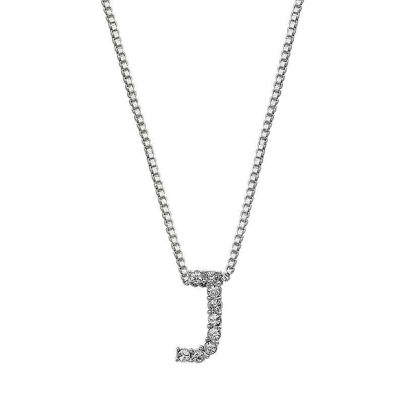 Brilliance Silver Plated Crystal Initial Pendant, Womens White Product Image