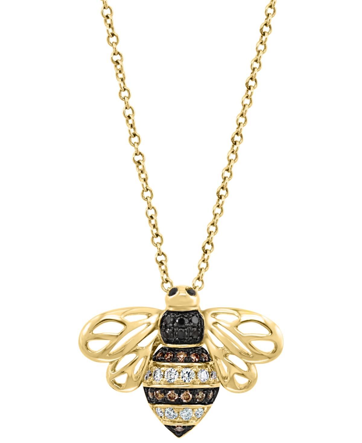 Effy Multicolor Diamond Bee 18 Pendant Necklace (1/5 ct. t.w.) in 14k Gold Product Image